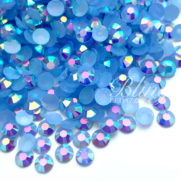 Lt. Sapphire Jelly AB Resin Round Flat Back Rhinestones